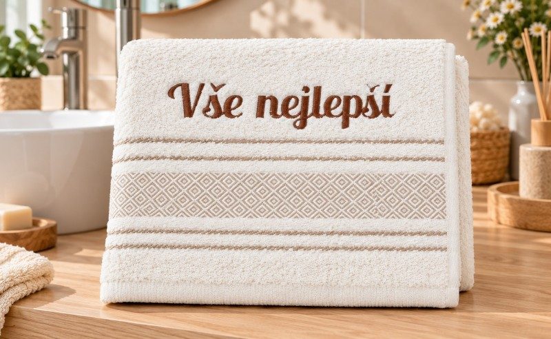 Produkt Froté ručník mozaika s výšivkou Vše nejlepší Obrázek