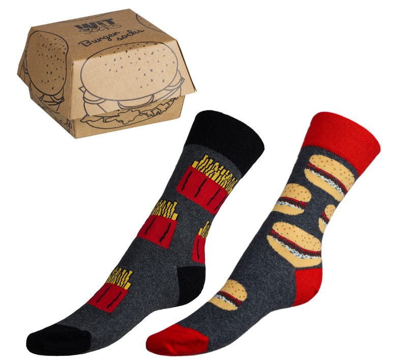 Produkt Ponožky Hamburger+hranolky 2 páry v dárkovém balení Obrázek