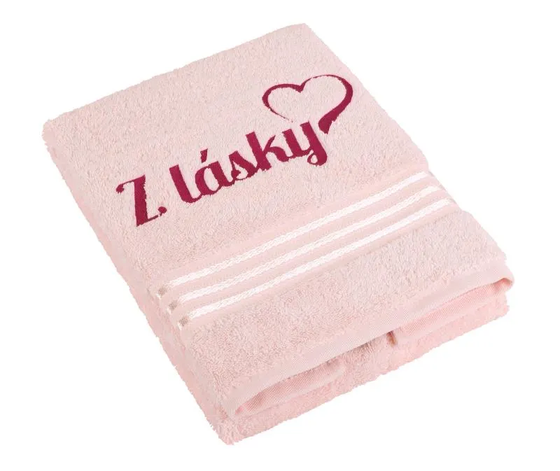 Froté ručník kolekce Linie s výšivkou Z lásky