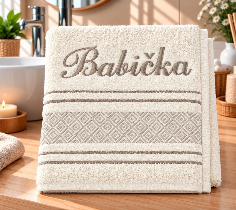 Froté ručník mozaika se jménem BABIČKA