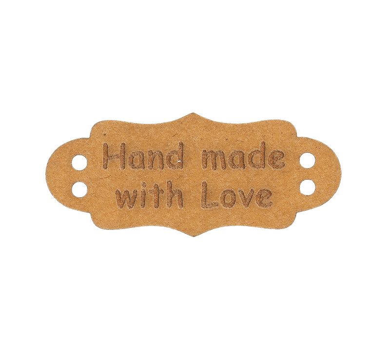 Nášivka "HAND MADE WITH LOVE" papírová - sada 6 ks.