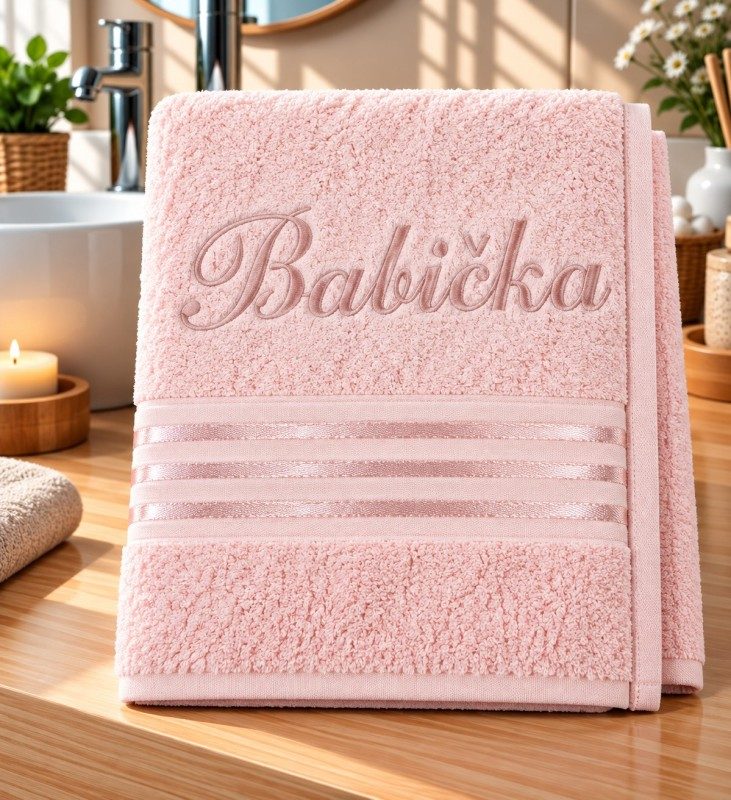 Froté ručník kolekce Linie s výšivkou Babička