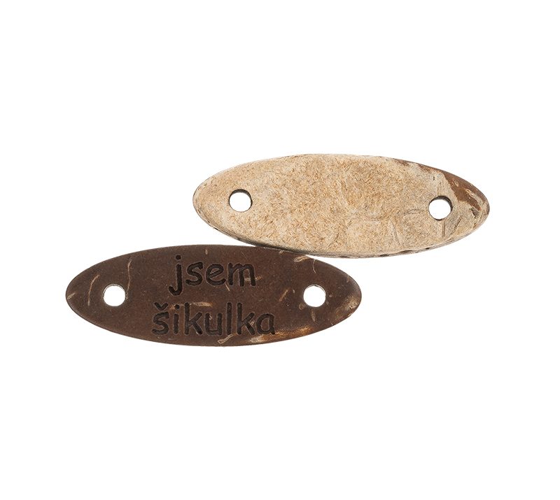 Nášivka "jsem šikulka" kokosová 28x10mm - sada 2 ks.