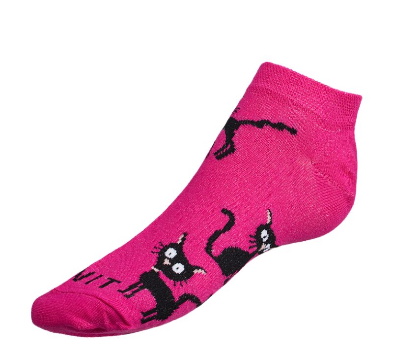 Ponožky nízké Kočka magenta