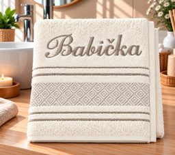 Froté ručník mozaika se jménem BABIČKA