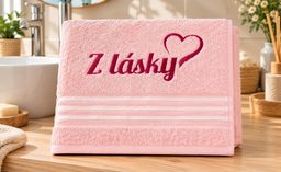 Froté ručník kolekce Linie s výšivkou Z lásky