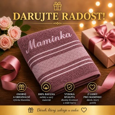 Froté ručník mozaika se jménem MAMINKA