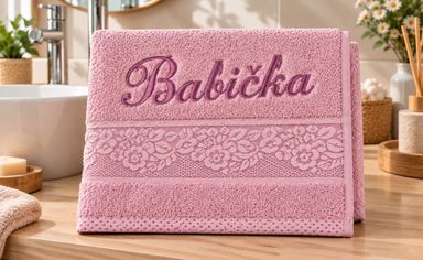 Froté ručník orchidea s výšivkou BABIČKA