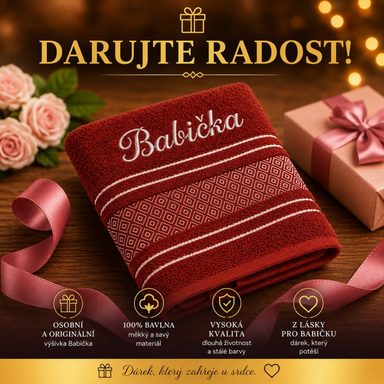 Froté ručník mozaika se jménem BABIČKA