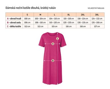 Noční košile krátký rukáv