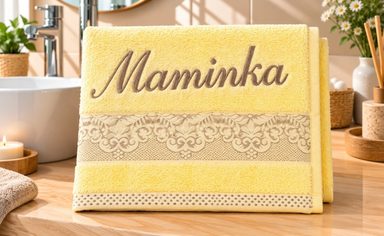 Froté ručník orchidea s výšivkou MAMINKA
