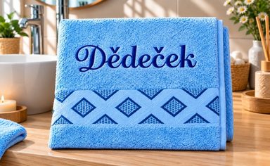 Froté ručník kolekce Diamant s výšivkou Dědeček