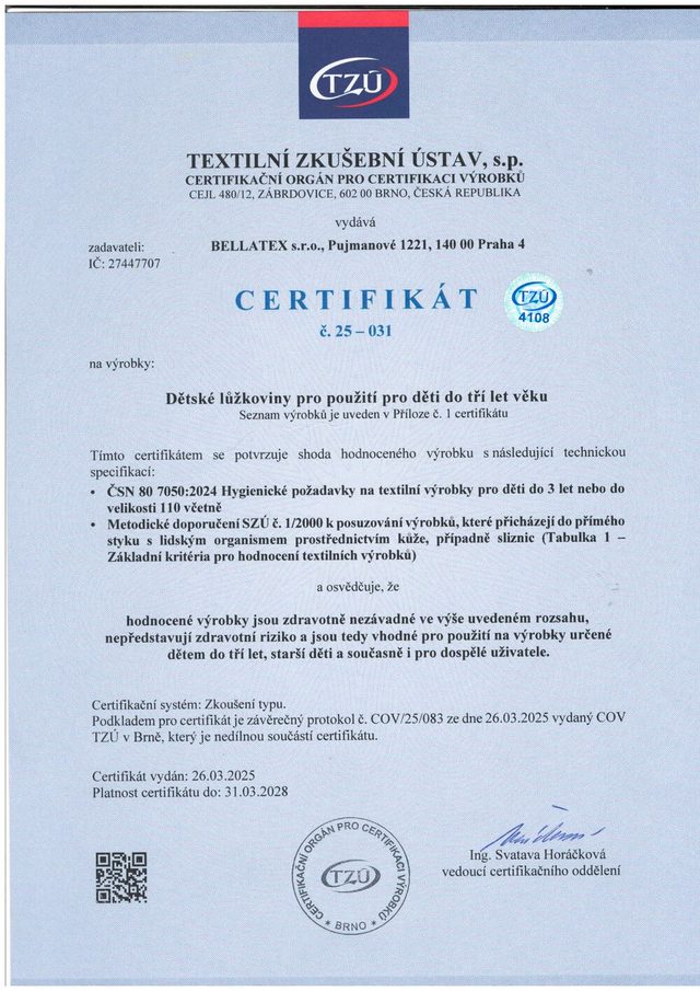 Certifikát pro děti do 3 let